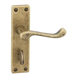 URBNLIVING 150mm Length Victorian Scroll Metal & Copper Bathroom  Lever Latch Door Handle