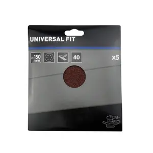 Universal Fit 40 grit Sanding disc (Dia)150mm, Pack of 5