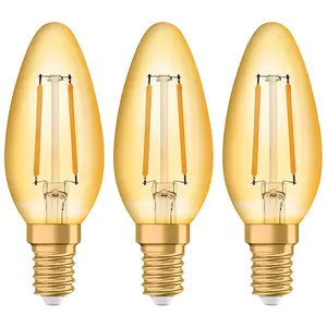 Osram LED Filament Candle 2.5W E14 Vintage 1906 Extra Warm White Gold (3 Pack)