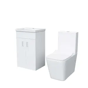 Nes Home 500mm Basin Vanity & Rimless Close Coupled Modern Toilet White