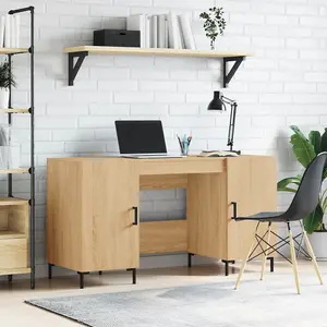 Berkfield Desk Sonoma Oak 140x50x75 cm Engineered Wood