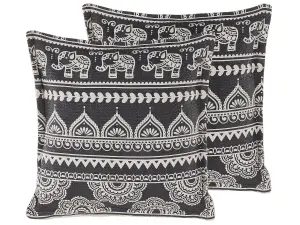 Set of 2 Cushions ATABAGI Boucle 45 x 45 cm Oriental Black