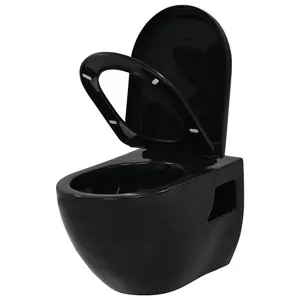 Berkfield Wall-Hung Toilet Ceramic Black