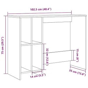 Berkfield Desk Old Wood 102.5x35x75 cm Engineered Wood