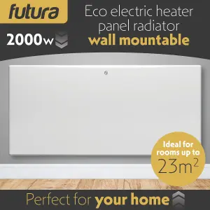 Futura Electric 2000W Radiator Panel Heater Wall Mounted or Floor Standing Bathroom Safe Timer and Thermostat Control