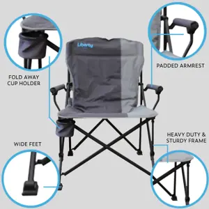 Liberty Leisure Heavy Duty 110kg Outdoor Folding Camping Chair Grey