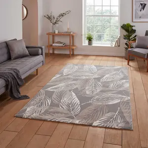 Grey Washable Rug, Optical (3D) Rug, 12mm Thick Abstract Rug, Modern Rug for Bedroom, & Dining Room-120cm X 170cm