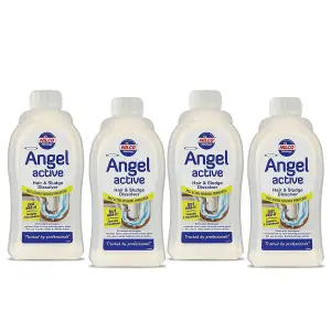 Nilco Angel Active 4L Hair Sludge Dissolver Fast Act Plughole Unblocker 4x1Litre