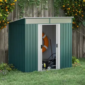 Outsunny 6.5x4FT Garden Shed Lockable Metal Tool Shed Green