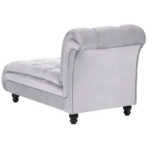 Right Hand Velvet Chaise Lounge Grey LORMONT