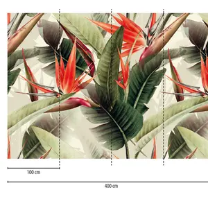 Galerie Havana Orange Large Floral Plant Wall Mural