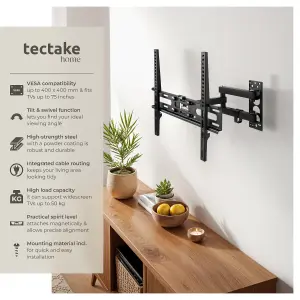 Television Bracket - 26-75 inch screens, extendable, tilt, swivel TV wall mount - black