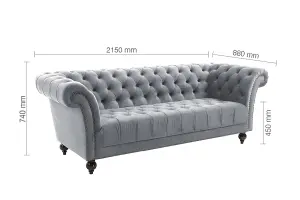 Birlea Chester 3 Seater Sofa Grey