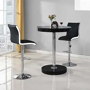 Furniture In Fashion Havana Bar Table In Black With 2 Ritz Black And White Bar Stools