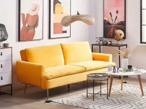 Beliani Modern Sofa Bed VETTRE Yellow Velvet