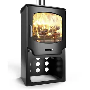 Modern Metallic Black 8kw DEFRA Multifuel Burning Tall Stove