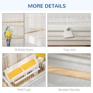 PawHut Large Bird Cage Budgie Cage for Finch Canaries Parrot with Stand White