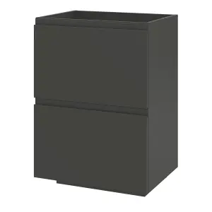 GoodHome Levanna Matt Grey Double Freestanding Bathroom Cabinet (H) 850mm (W) 600mm