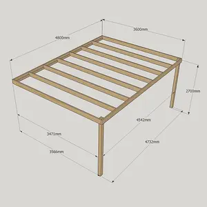 Wall Mounted Box Pergola - Wood - L360 x W480 x H270 cm - Light Green