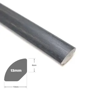 Anthracite Grey uPVC Plastic Quadrant Moulding Trim - Window Tile Beading (W) 13mm (L) 1m Length x 5 Length Pack