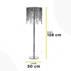 Luminosa Laila Crystal Glass Floor Lamp, Chrome