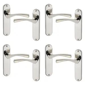 URBNLIVING 184mm Length 8 Pcs Lyon Metal & Polished Nickel Lever Latch Door Plain Handles Set