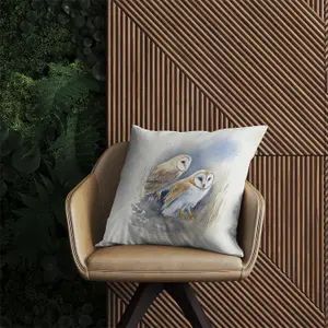 Barn Ano Owls Watercolour Outdoor Cushion 45cm x 45cm