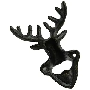 Woodside Cast Iron Deer Head Wall Mount Bottle Opener