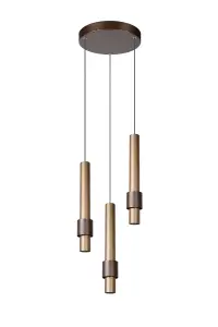 Lucide Margary Modern Pendant light 28cm - LED Dim. - 3x4W 2700K - Coffee