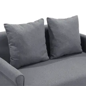 Grey 2 Seat Contemporary Sofa with Rolled Arms for Living Room