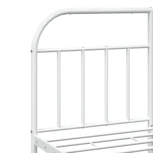 Berkfield Metal Bed Frame with Headboard and Footboard White 150x200 cm