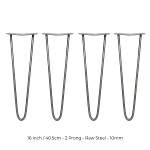 4 x Hairpin Leg - 16 - Unfinished - 2 Prong - 10m