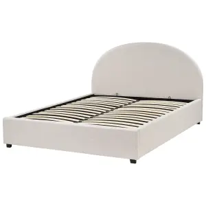 Fabric EU King Size Ottoman Bed Light Beige VAUCLUSE