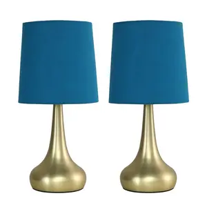 Chasse Metal Table Lamp (Set of 2) Gold Base / Blue Shade / Not Included