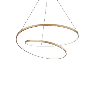 Luminosa OZ Dimmable Swirl 80cm Integrated LED Pendant Ceiling Light Brass, 3000K