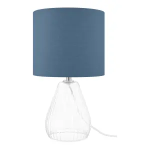 Blue & Clear Glass Fabric LED Table lamp