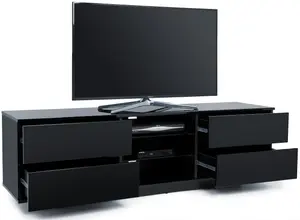 Centurion Supports Avitus Gloss Black with 4-Black Drawers and 2 Shelves up to 65" LED, LCD, Plasma TV Stand