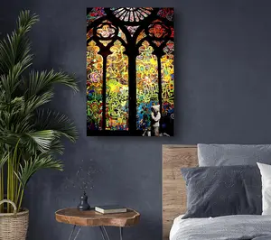 Stained Glass Graffiti Canvas Print Wall Art - Medium 20 x 32 Inches