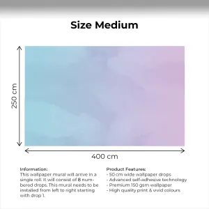 Misty Blue & Purple Watercolour Gradient Wallpaper Mural - Peel & Stick Wallpaper - Size Medium (400 x 250 cm)