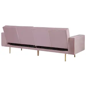 Beliani Glam Sofa Bed VISNES Pink Velvet