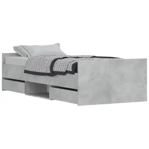 Berkfield Bed Frame with Headboard and Footboard Concrete Grey 100x200 cm