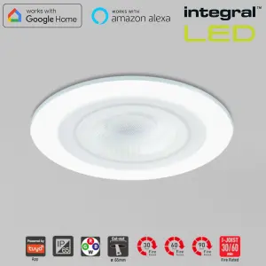 Smart Alexa Fire Rated LED Downlights: IP65 600LM 5W 2700K to 6500K Dimmable - White (4 Pack)