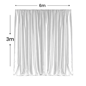 3x6 Metres Blackout Backdrop 190GSM Shiny Fabric Decorative Curtain Backdrop, White