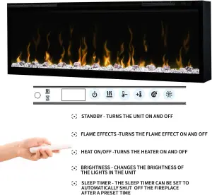 Dimplex XL74 Ignite XL Built-In Linear Electric Fireplace 74" - MEDIA WALL LED COLOURS - CRYSTALS - REALISTIC EFFECT FLAMES -