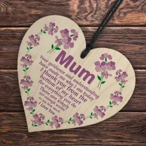 Red Ocean I Love You Mum Gift For Mothers Day Birthday Wood Heart Mum Gifts From Daughter Son Thank You Gift For Mum