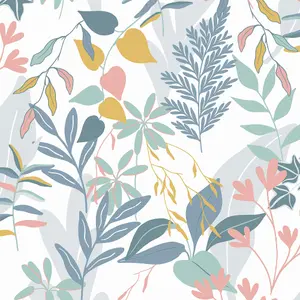 Fresco Inky Tropical Leaf Indigo and Ochre Wallpaper