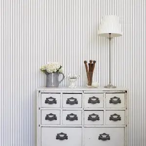 Galerie Simply Stripes 3 Black Ticking Stripe Smooth Wallpaper