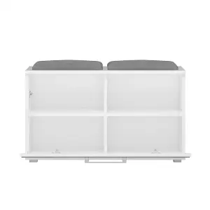 Opal Shoe Cabinet with Seat White