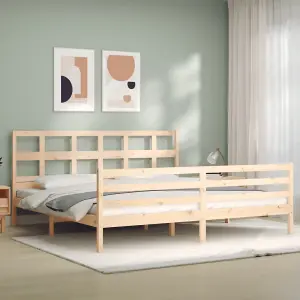 Berkfield Bed Frame with Headboard 200x200 cm Solid Wood