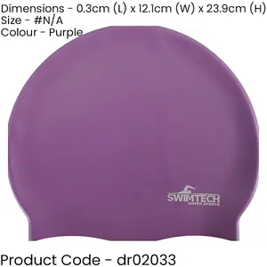 ONE SIZE Silicone Swim Cap - PURPLE - Comfort Fit Unisex Swimming Hair Hat